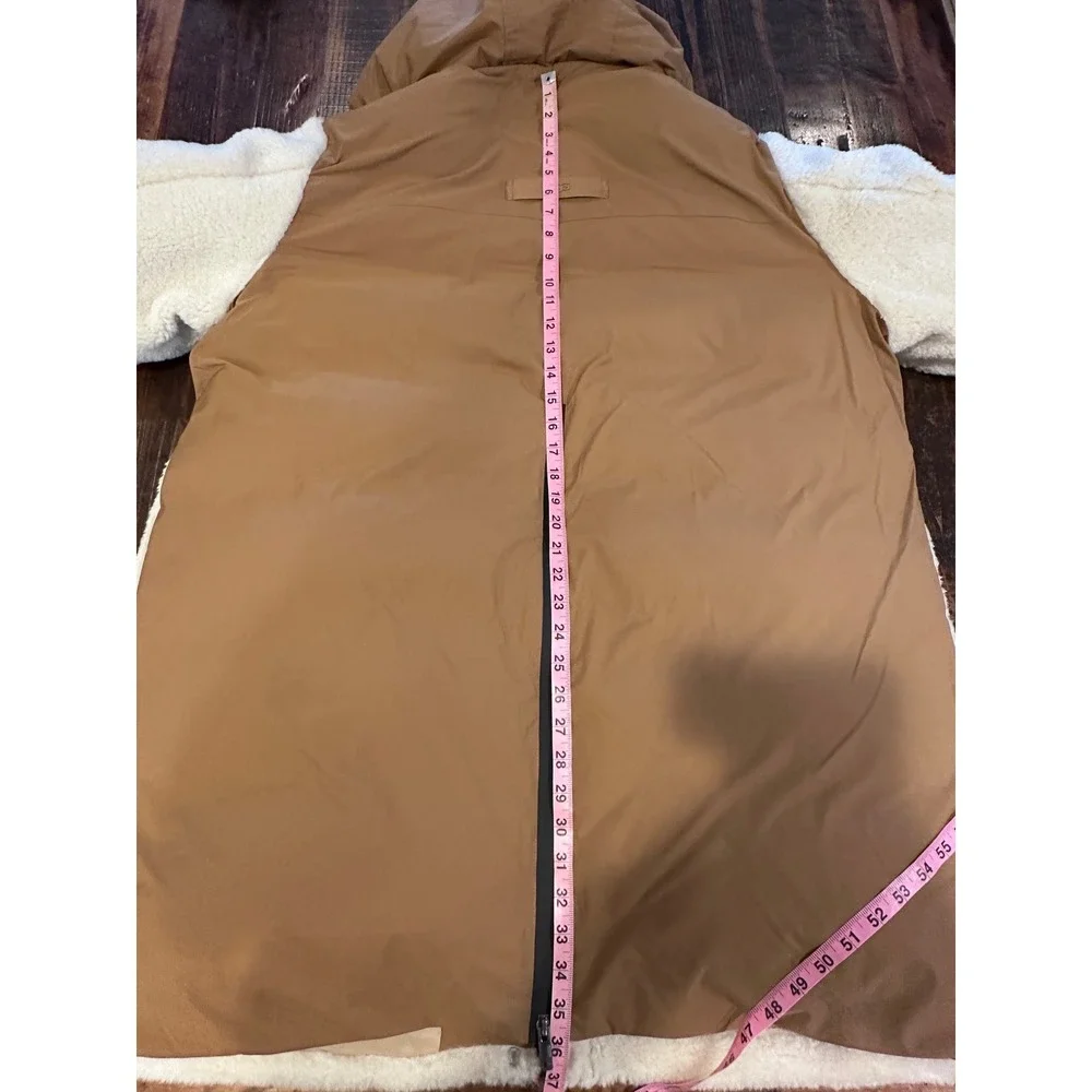 UGG W Kaysin Down Parka Chestnut Cream‎ Mixed Media Shearling Coat 1171465 XL